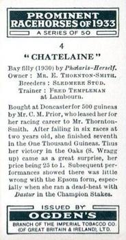 1934 Ogden's Prominent Racehorses of 1933 #4 Chaterlaine Back